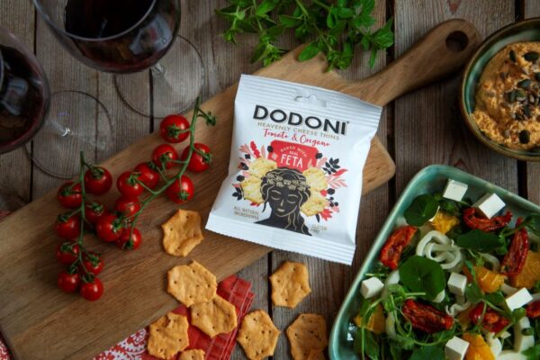 Dodoni’s award-winning Feta and Halloumi Baked Cheese Thins stocked in WHSmith